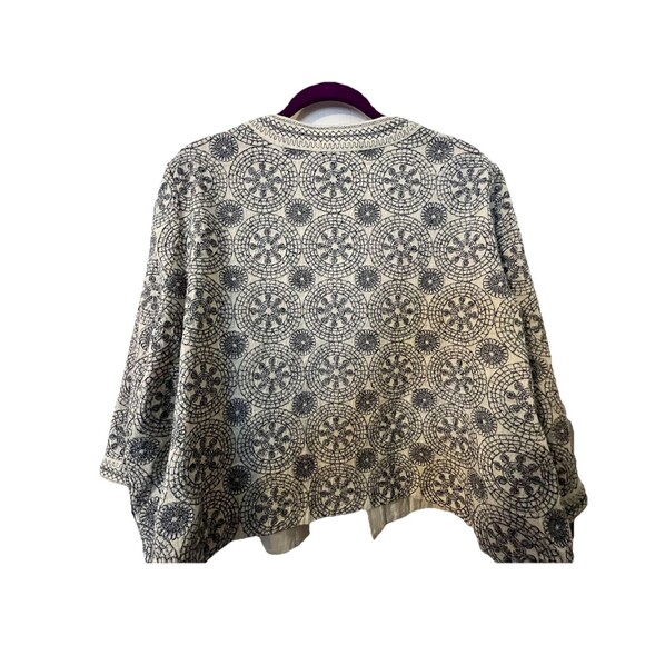 Women’s Large (Petite) Pure Jill Blue/White Embroidered Kimono Cardigan - Picture 5 of 11